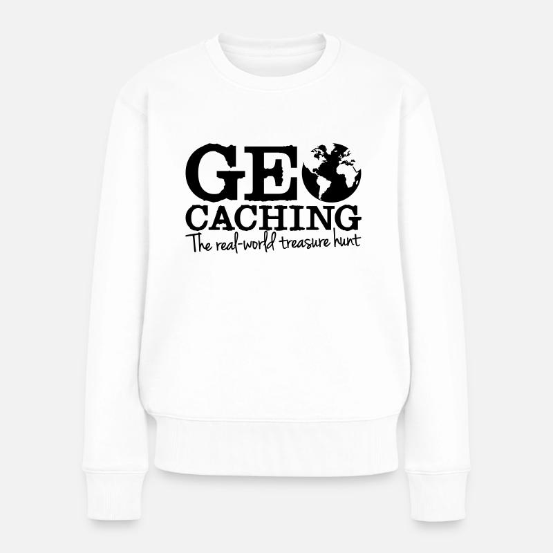 geocaching - the real-world treasure hunt - Frauen Premium Bio Pullover - Weiß