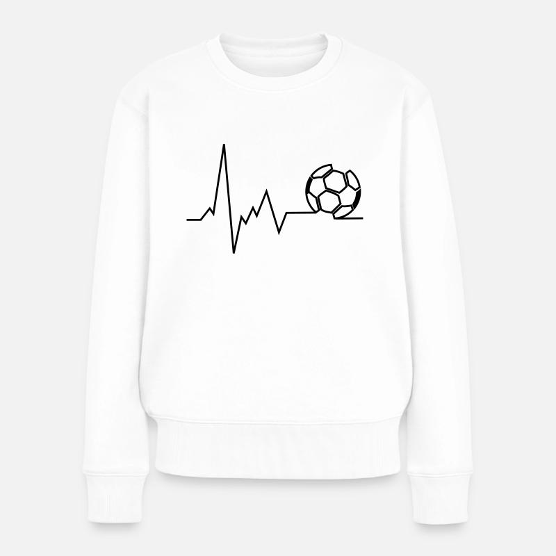 herzschlag fussball - Frauen Premium Bio Pullover - Weiß