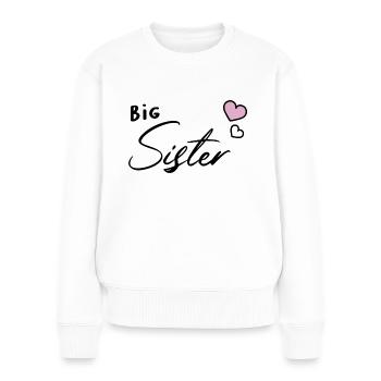 Coeur de frères et soeurs de grande soeur - Pull Premium bio Femme - blanc - Devant - Julia (174cm)