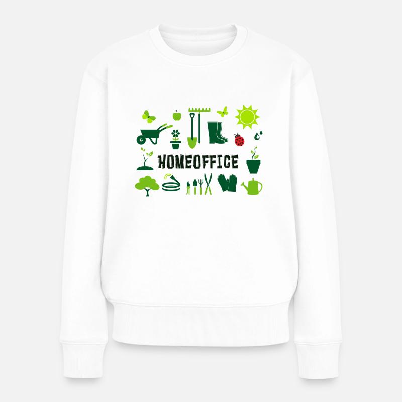 homeoffice im Garten - Frauen Premium Bio Pullover - Weiß