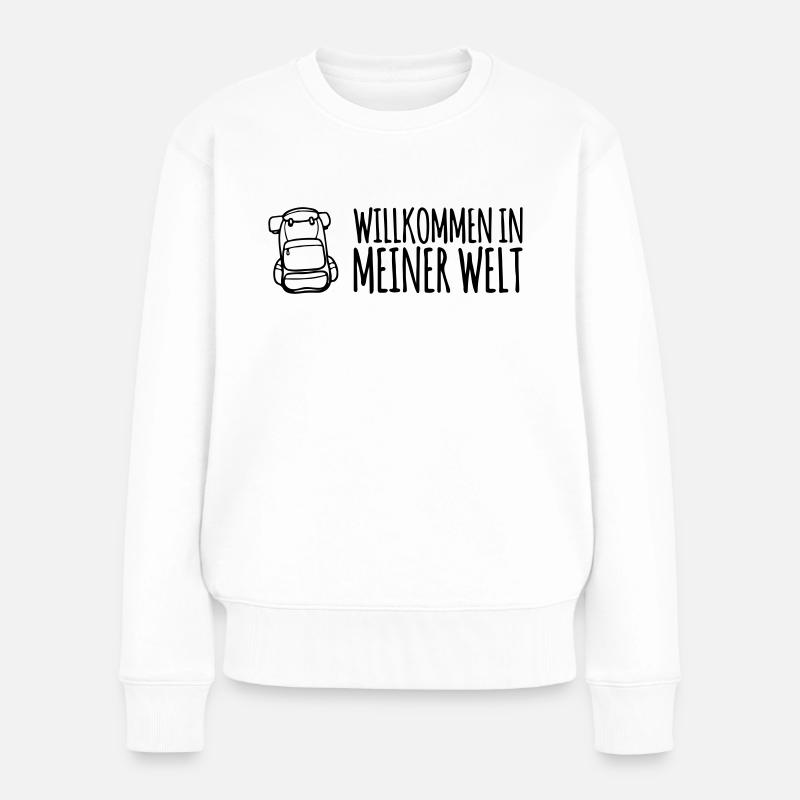 Willkommen in meiner Welt! Reisen Backpacker - Frauen Premium Bio Pullover - Weiß