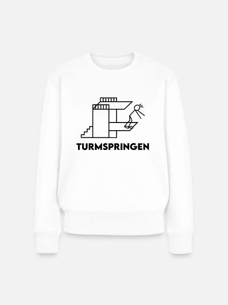 Turmspringer Sprung Sprungbrett Turmspringen - Frauen Premium Bio Pullover - Weiß
