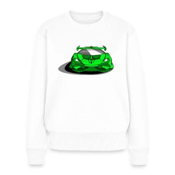 Lambo Sportwagen grün - Frauen Premium Bio Pullover - Weiß - Vorne - Julia (174cm)