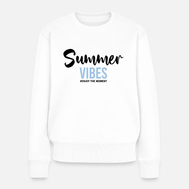 Summer Vibes #enjoy the moment - Frauen Premium Bio Pullover - Weiß