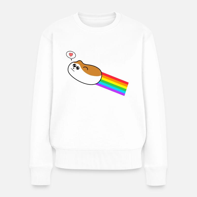 Hamster mit Regenbogen - Frauen Premium Bio Pullover - Weiß