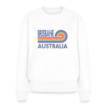 Brisbane - Australia - Australien - Aussie - Frauen Premium Bio Pullover - Weiß - Vorne - Julia (174cm)