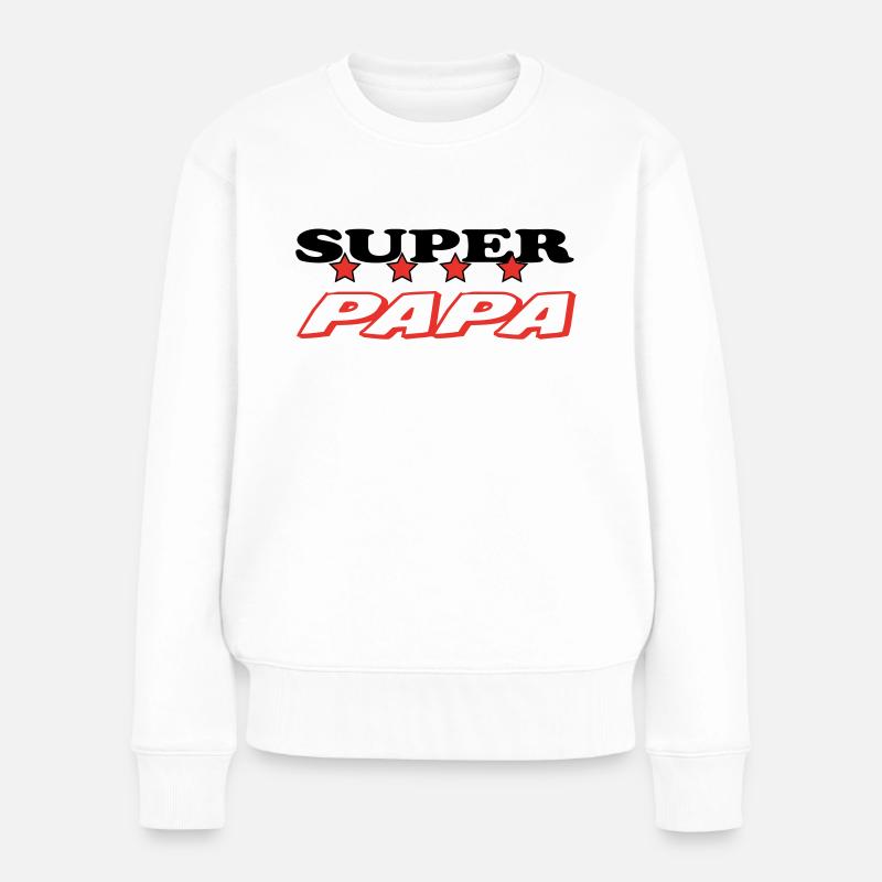 SUPER-VATER - Frauen Premium Bio Pullover - Weiß
