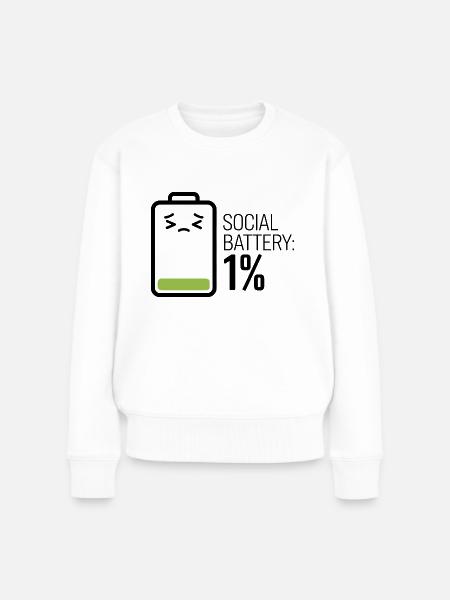 Soziale Batterie: 1% - Frauen Premium Bio Pullover - Weiß