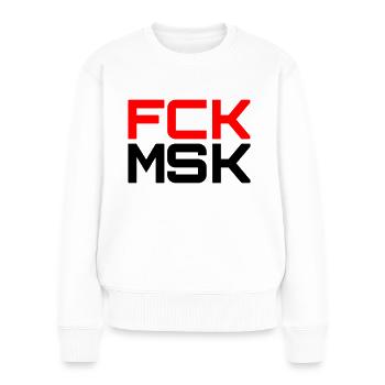 FCK MSK dans les COULEURS SOUHAITÉES ! - Pull Premium bio Femme - blanc - Devant - Julia (174cm)