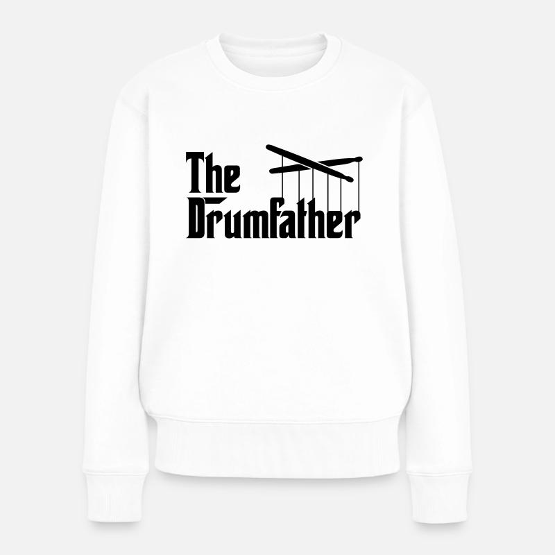 Drummer - The Drumfather - Frauen Premium Bio Pullover - Weiß