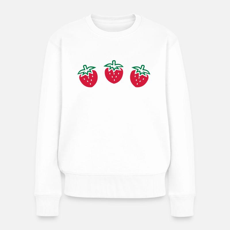 Strawberries - Frauen Premium Bio Pullover - Weiß