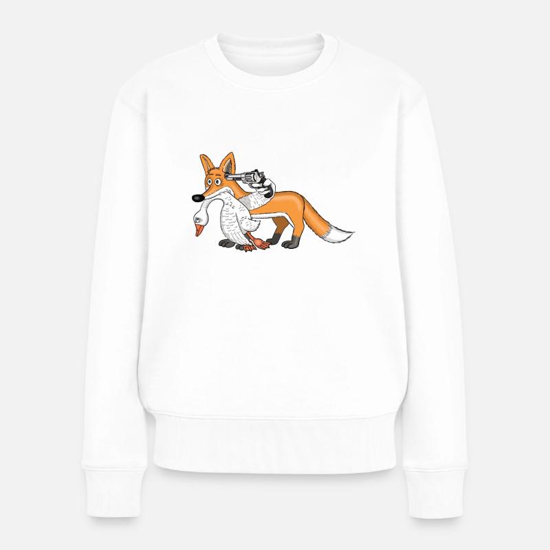 Fox with goose - Women's Premium Organic Jumper - white