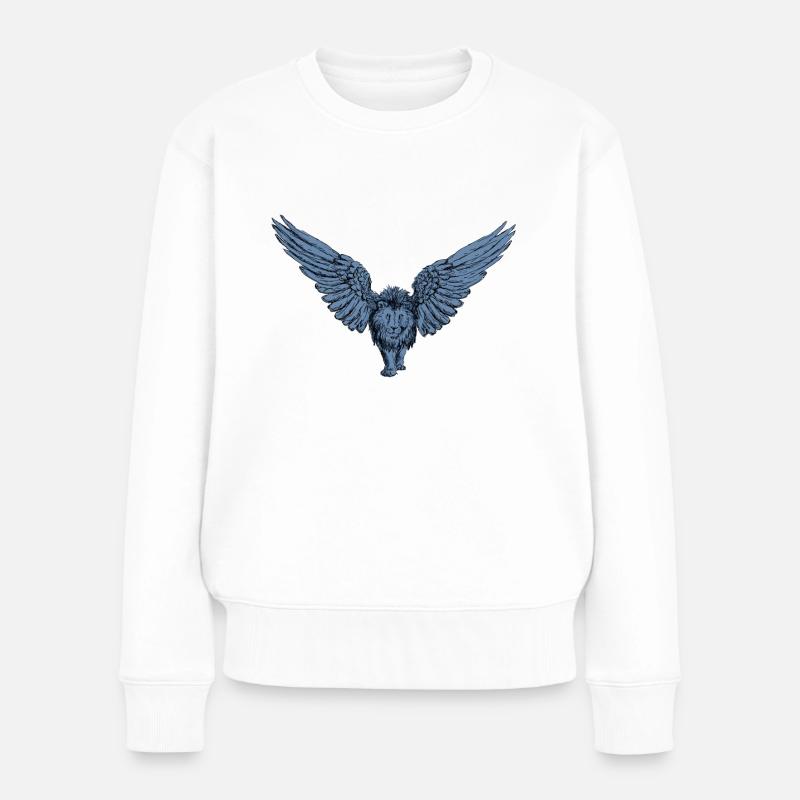 Lion blue - Frauen Premium Bio Pullover - Weiß