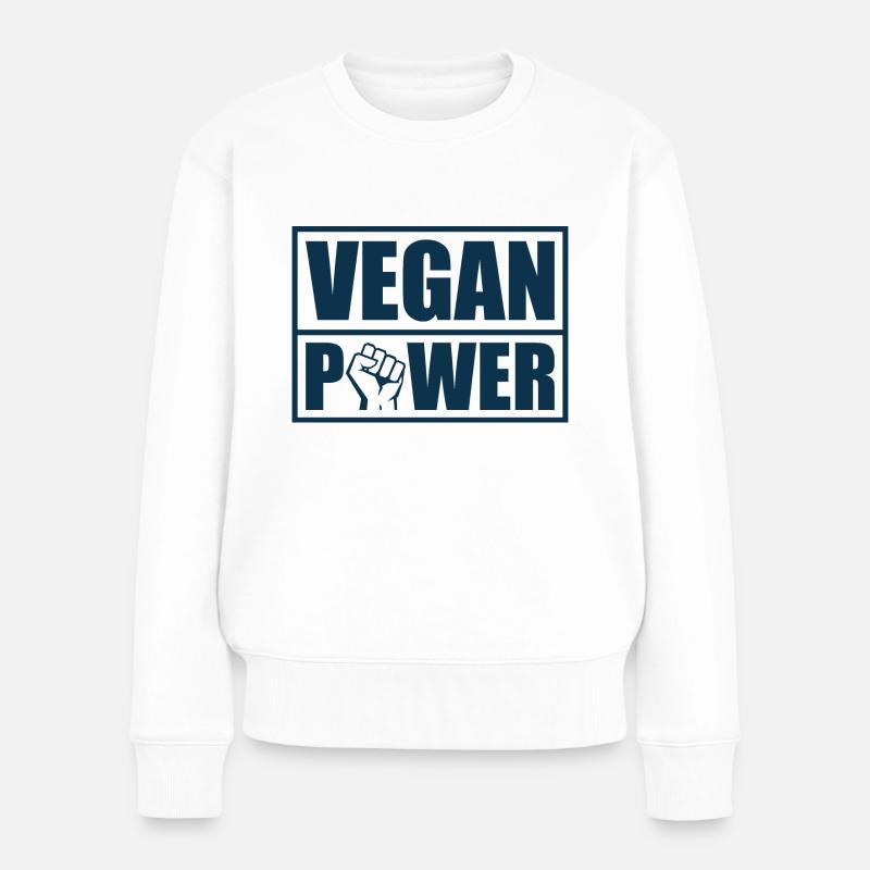 Vegan Power - Frauen Premium Bio Pullover - Weiß