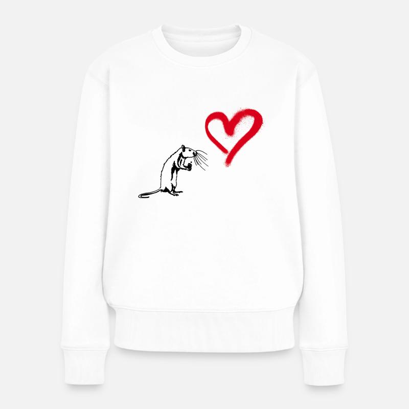 Graffiti Herz Street Art Ratte - Frauen Premium Bio Pullover - Weiß