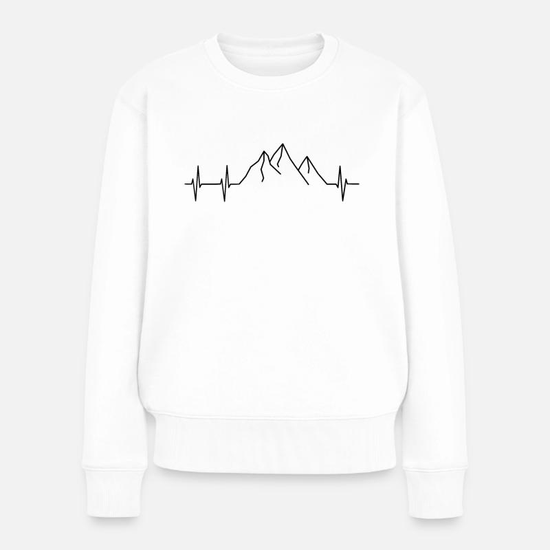 Berge Herzschlag - Frauen Premium Bio Pullover - Weiß