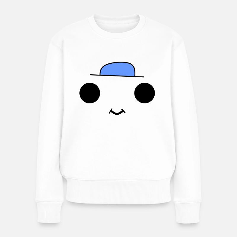 Cute face with a blue hat - Frauen Premium Bio Pullover - Weiß