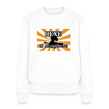 Kleine Hexe lernt in Ausbildung - Frauen Premium Bio Pullover - Weiß - Vorne - Julia (174cm)