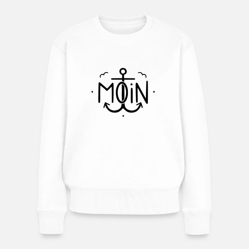 Moin Anker Schwarz - Frauen Premium Bio Pullover - Weiß