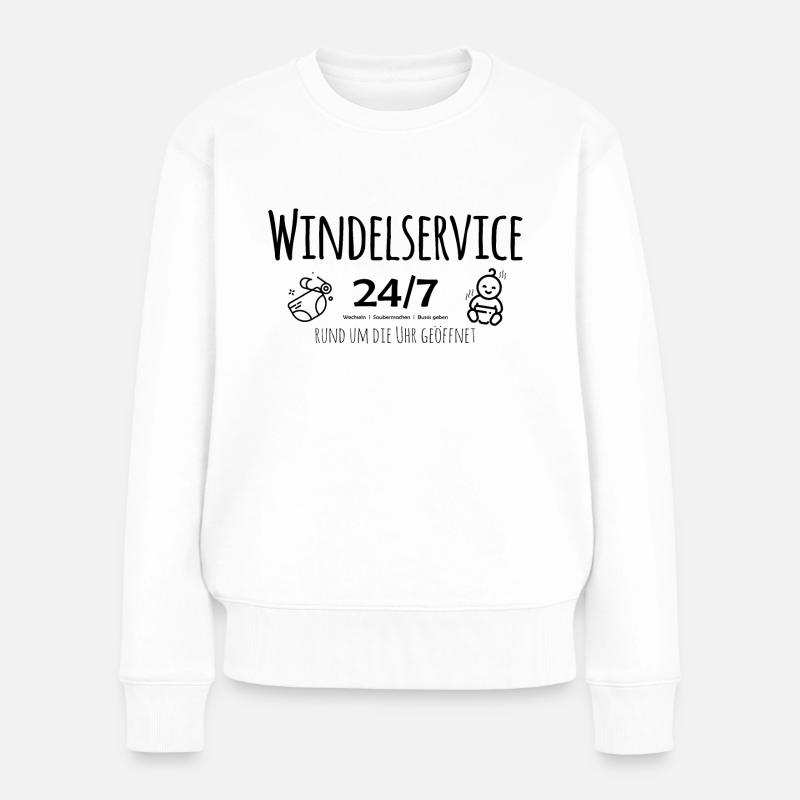 Windelservice rund um die Uhr - Frauen Premium Bio Pullover - Weiß