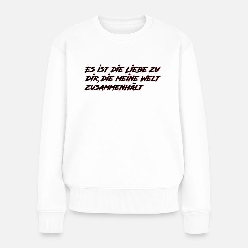 Liebes Spruch - Frauen Premium Bio Pullover - Weiß