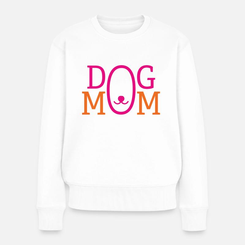 DOG MOM II - Frauen Premium Bio Pullover - Weiß