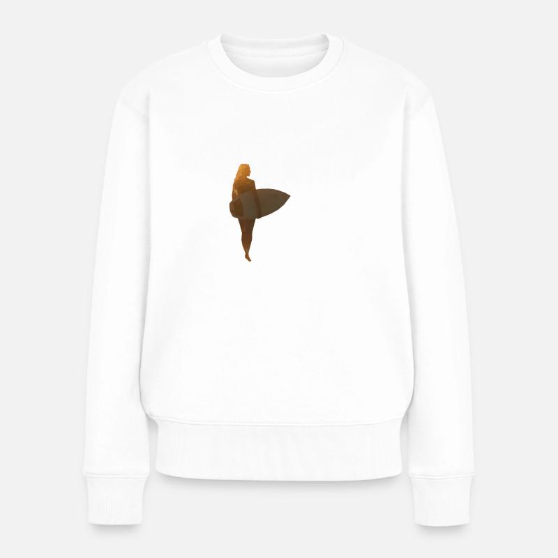 surfer girl - Frauen Premium Bio Pullover - Weiß