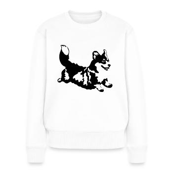 Corgi - Frauen Premium Bio Pullover - Weiß - Vorne - Julia (174cm)