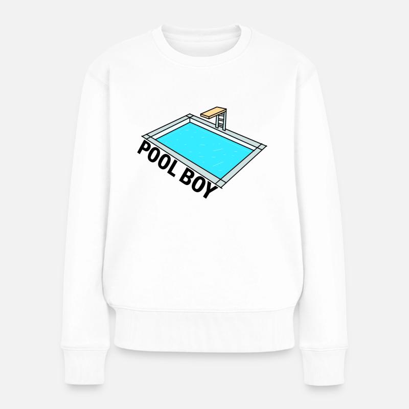 Pool Boy - Pool Junge - Design - Frauen Premium Bio Pullover - Weiß
