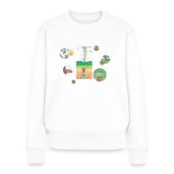 Petite aventure - Pull Premium bio Femme - blanc - Devant - Julia (174cm)