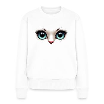 Katzenaugen hell - Frauen Premium Bio Pullover - Weiß - Vorne - Julia (174cm)