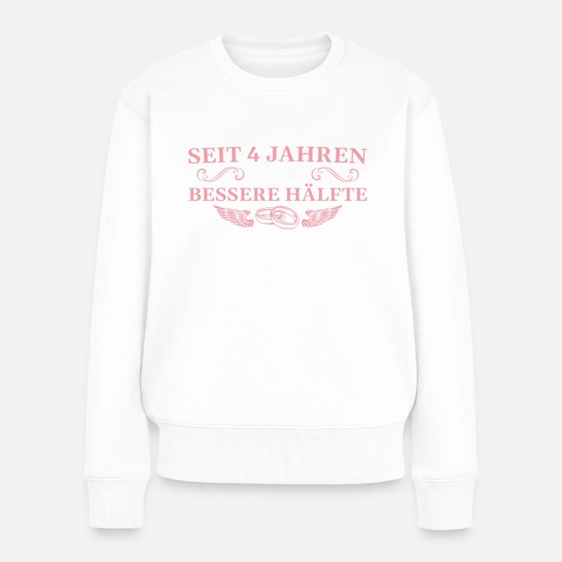 4 Ehejahre Seidenhochzeit Frau 4 Hochzeitstag - Frauen Premium Bio Pullover - Weiß