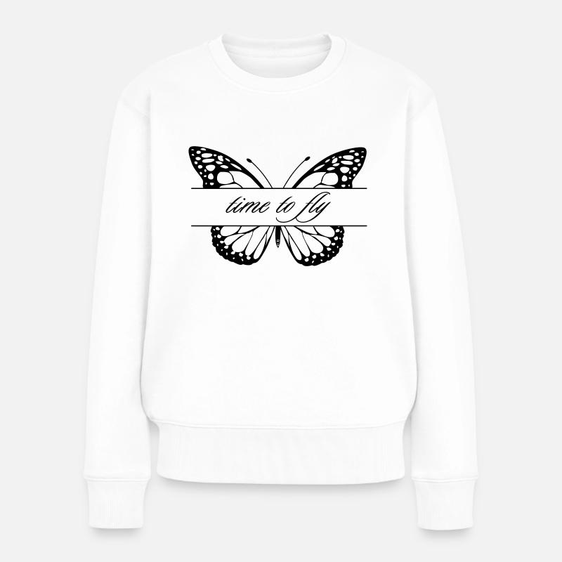 Butterfly timetofly - Frauen Premium Bio Pullover - Weiß