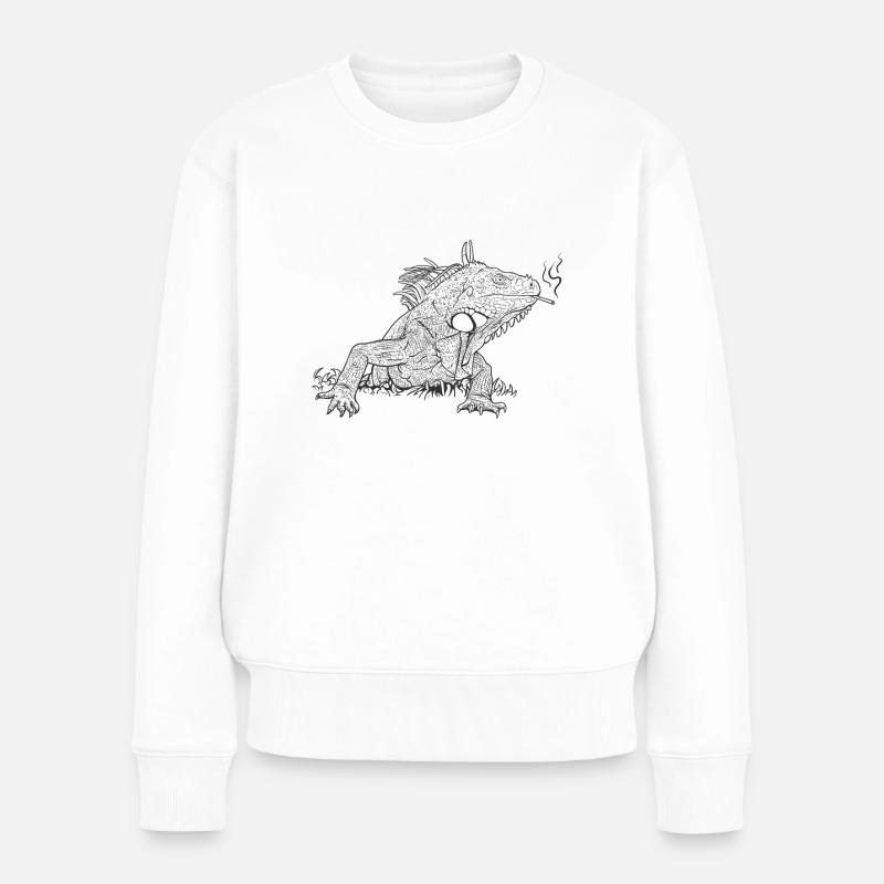 Leguan // Illustration - Frauen Premium Bio Pullover - Weiß