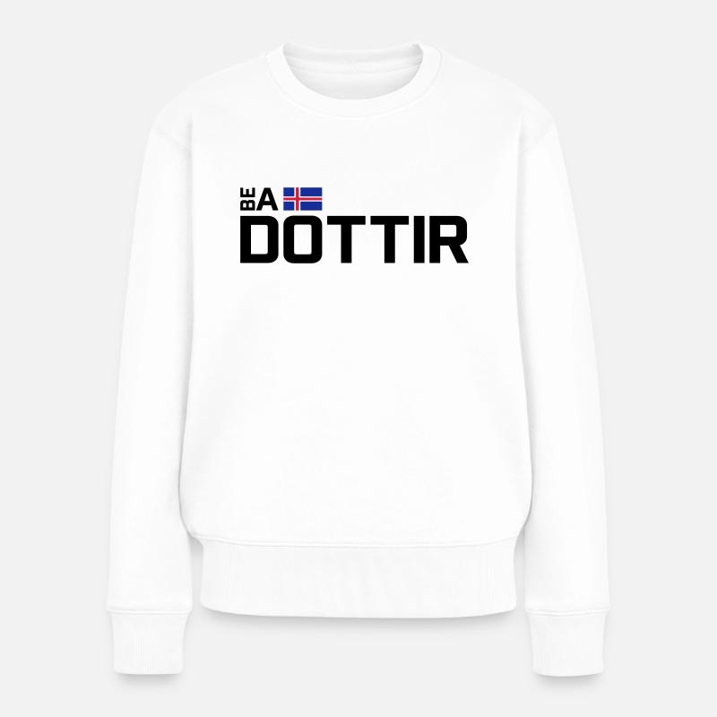 Be a Dottir - Horizontal - Frauen Premium Bio Pullover - Weiß