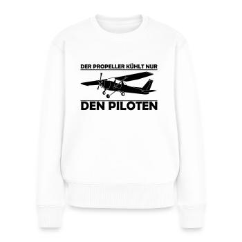 Cessna Motorflugzeug Geschenk - Frauen Premium Bio Pullover - Weiß - Vorne - Julia (174cm)