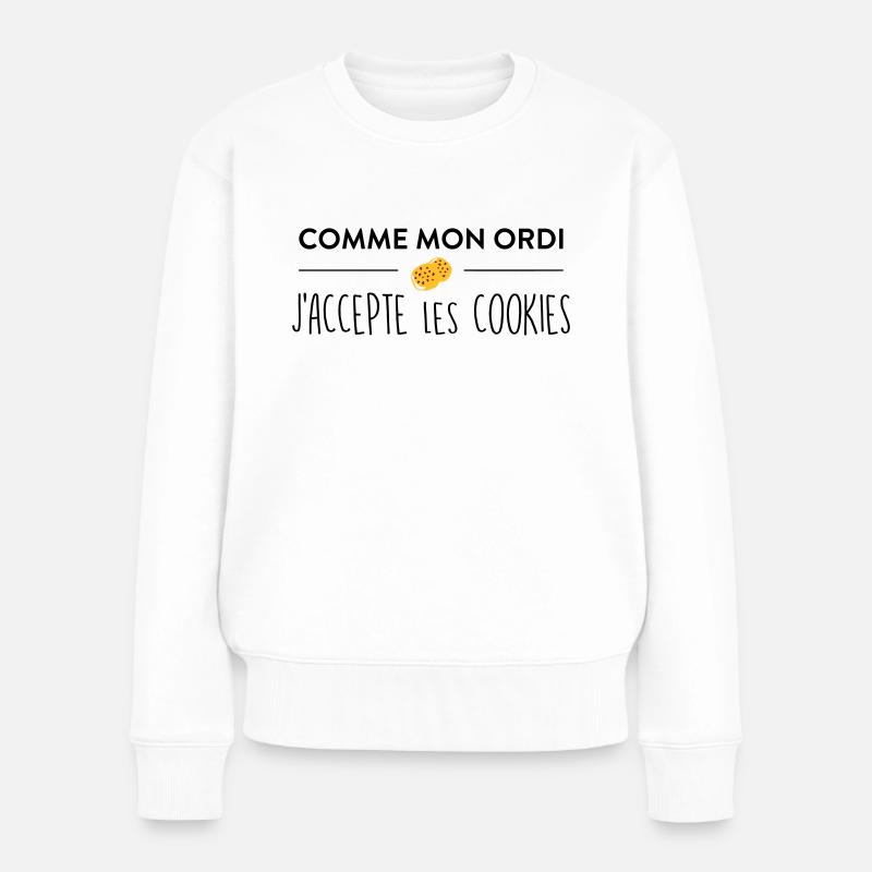 Comme mon ordi j'accepte les cookies - Pull Premium bio Femme - blanc