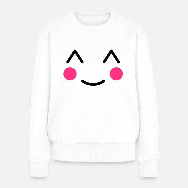 Smiley Lächeln - Frauen Premium Bio Pullover - Weiß