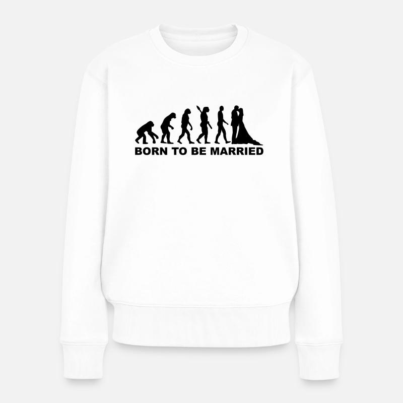 Evolution Hochzeit - Frauen Premium Bio Pullover - Weiß