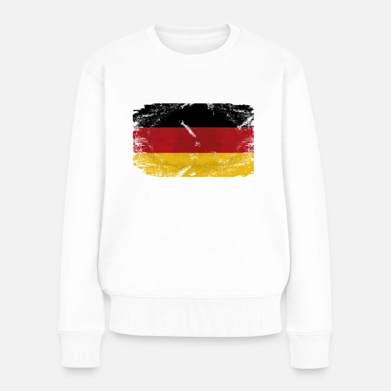 Geman Flag - Vintage Look - Frauen Premium Bio Pullover - Weiß