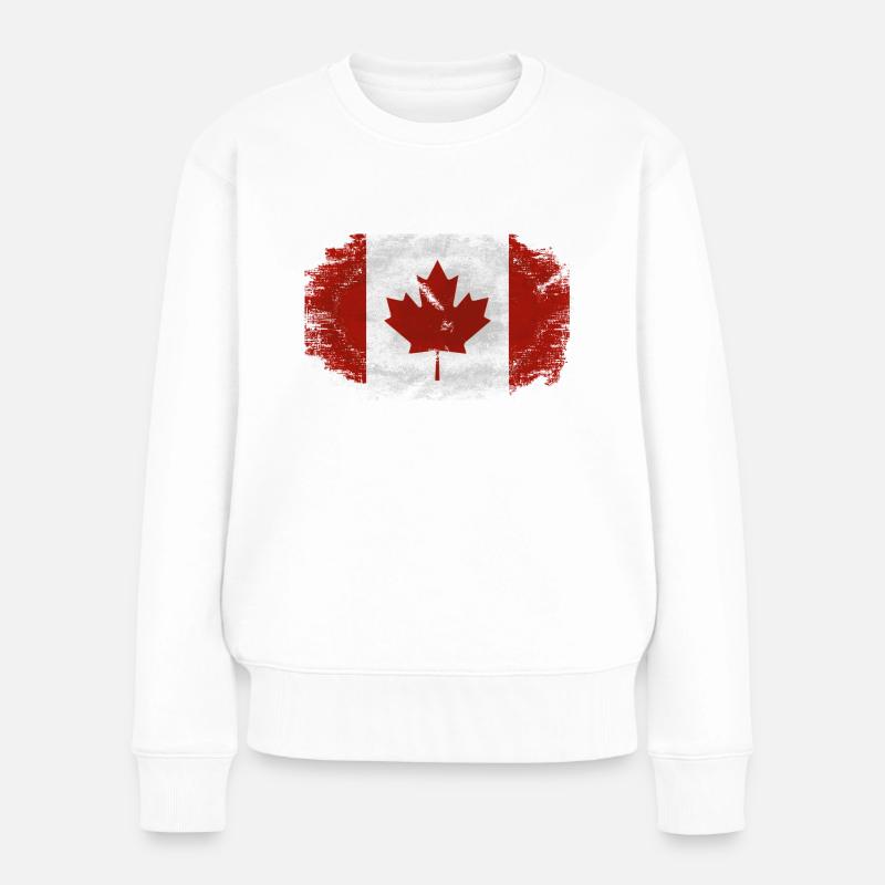 Canada Flag - Vintage Look - Frauen Premium Bio Pullover - Weiß