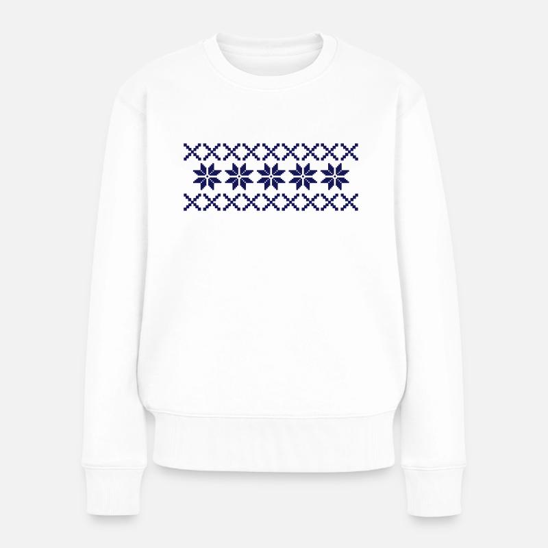 norwegen_muster_01 - Frauen Premium Bio Pullover - Weiß