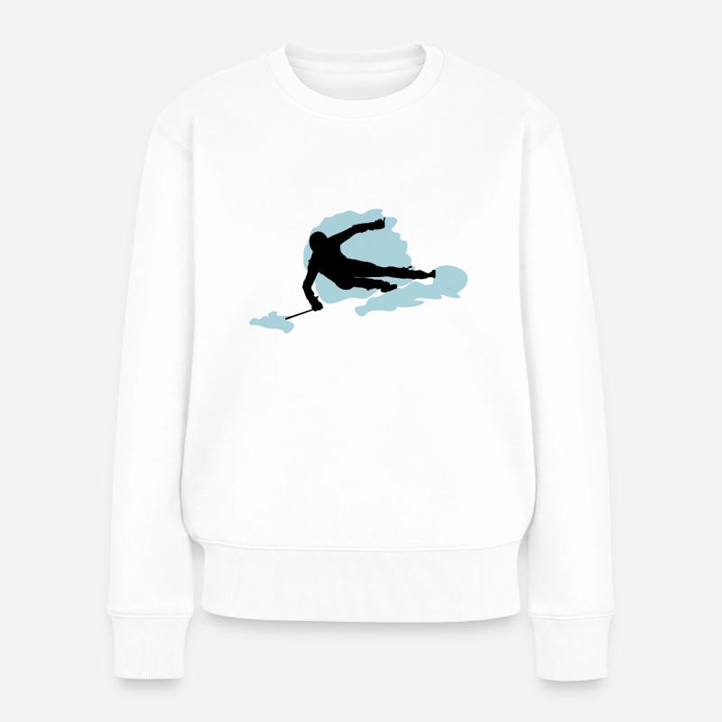 Skifahrer - Frauen Premium Bio Pullover - Weiß