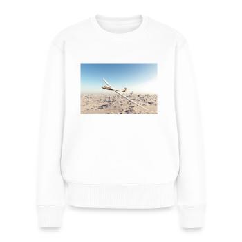 Segelflugzeug über den Wolken - Frauen Premium Bio Pullover - Weiß - Vorne - Julia (174cm)