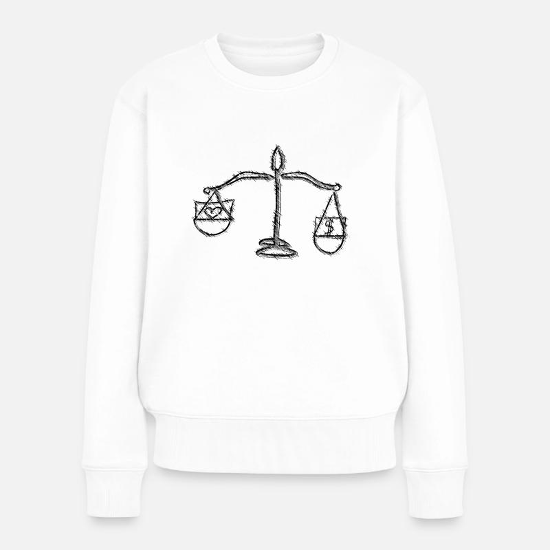 Liebe vs Geld - Frauen Premium Bio Pullover - Weiß
