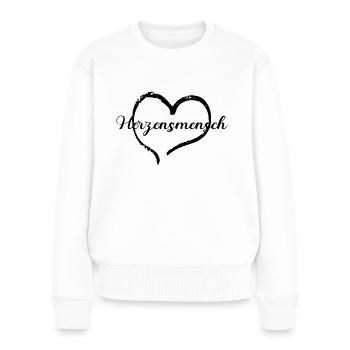 Herzensmensch - Frauen Premium Bio Pullover - Weiß - Vorne - Julia (174cm)