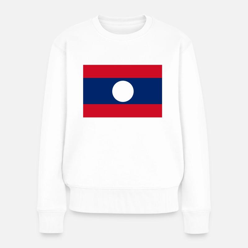 Flagge von Laos - Frauen Premium Bio Pullover - Weiß