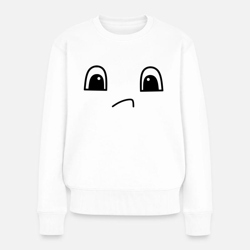 Cute sad face - Frauen Premium Bio Pullover - Weiß