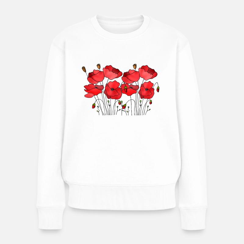 Blumen - Frauen Premium Bio Pullover - Weiß