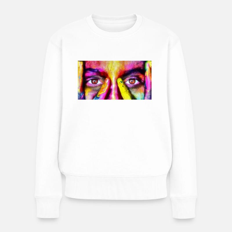 Augen5 - Frauen Premium Bio Pullover - Weiß